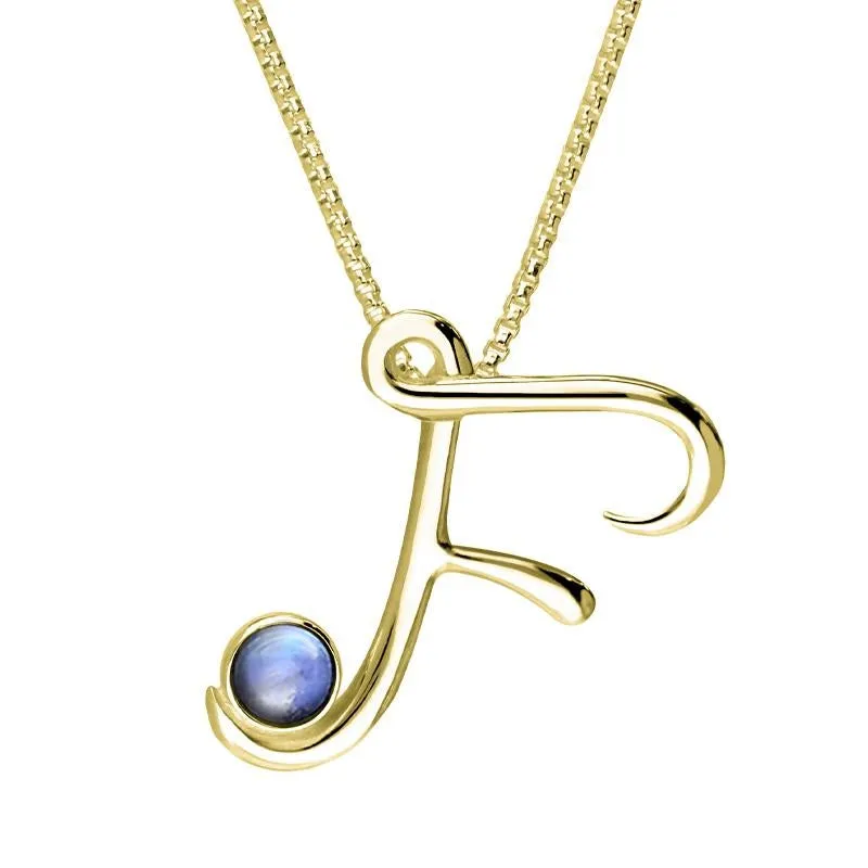 18ct Yellow Gold Moonstone Love Letters Initial F Necklace sold by Jura Watches