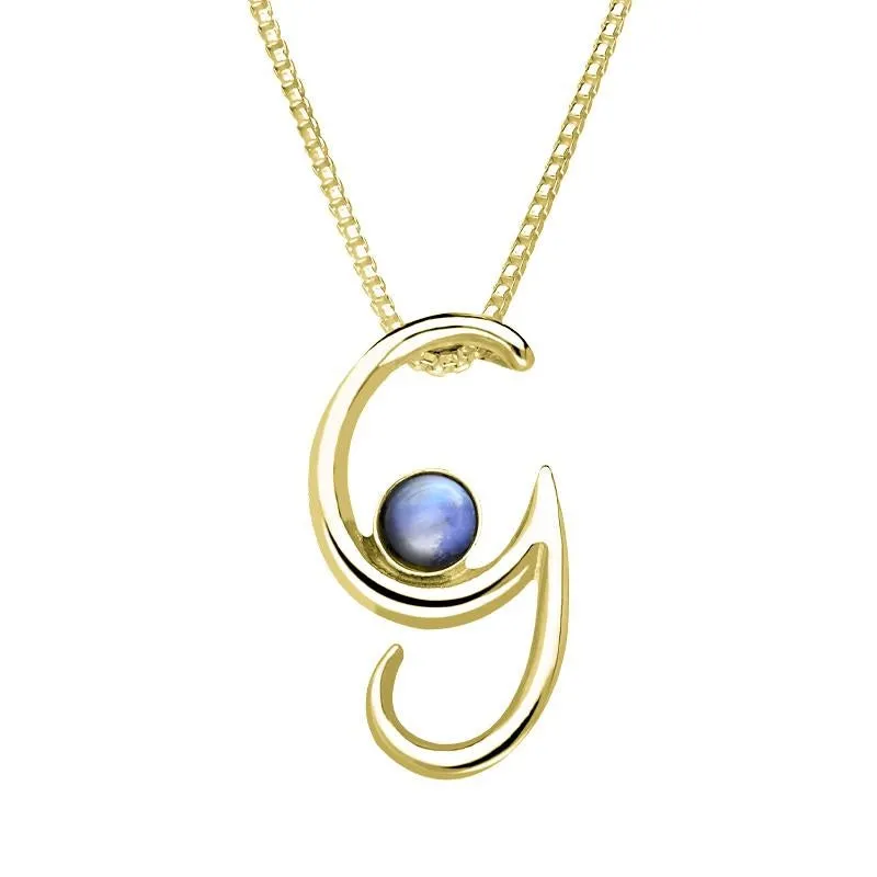 18ct Yellow Gold Moonstone Love Letters Initial G Necklace sold by Jura Watches