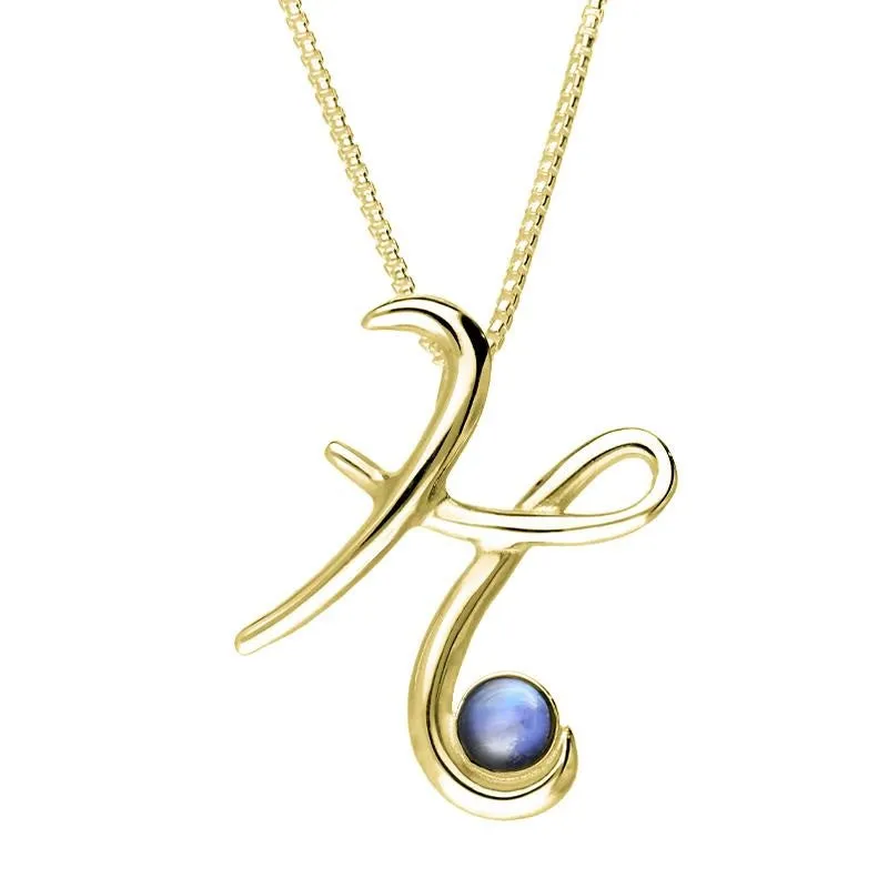 18ct Yellow Gold Moonstone Love Letters Initial H Necklace sold by Jura Watches