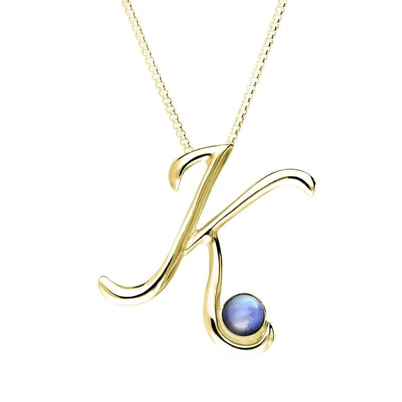 18ct Yellow Gold Moonstone Love Letters Initial K Necklace sold by Jura Watches