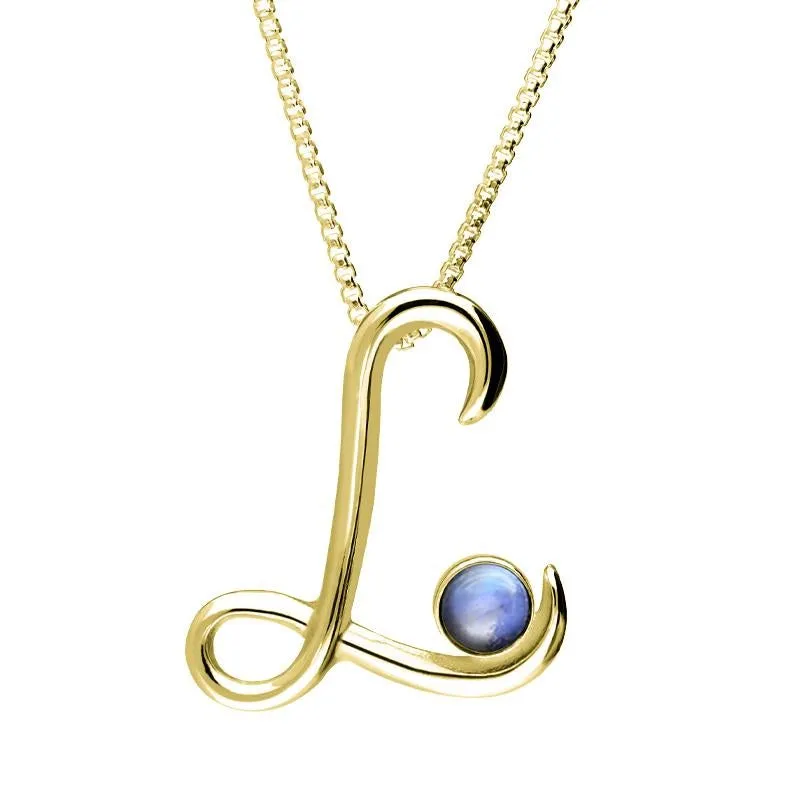 18ct Yellow Gold Moonstone Love Letters Initial L Necklace sold by Jura Watches