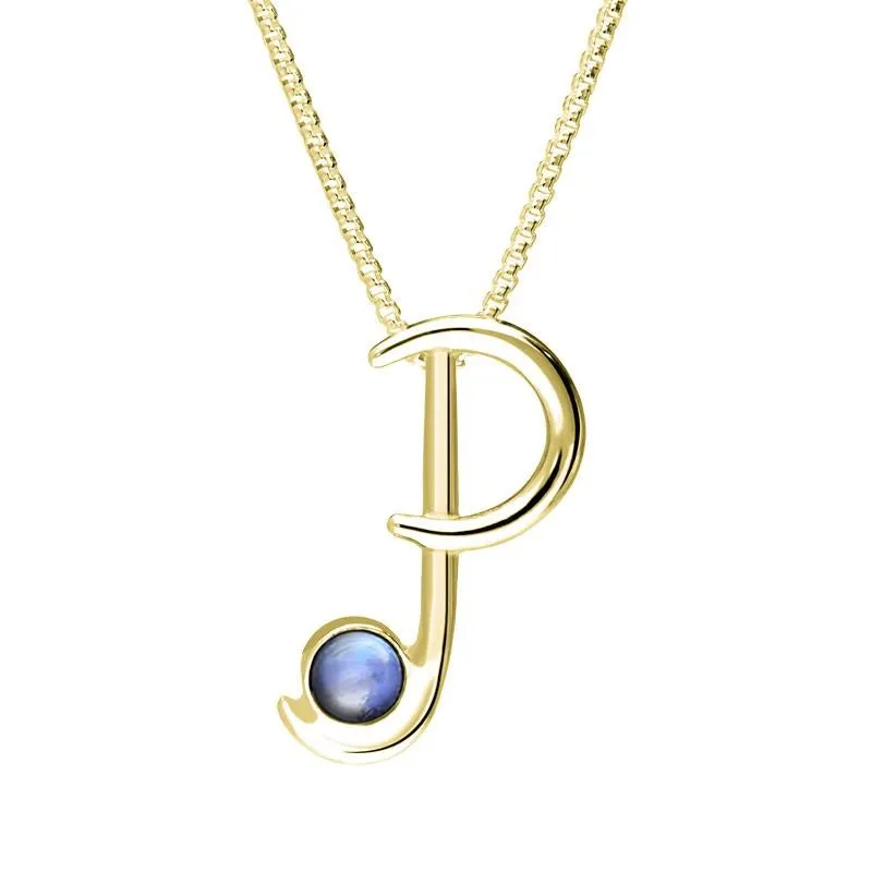 18ct Yellow Gold Moonstone Love Letters Initial P Necklace sold by Jura Watches