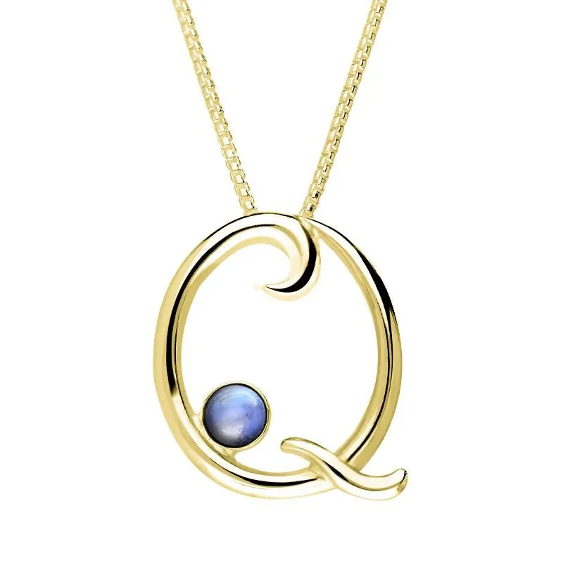 18ct Yellow Gold Moonstone Love Letters Initial Q Necklace sold by Jura Watches