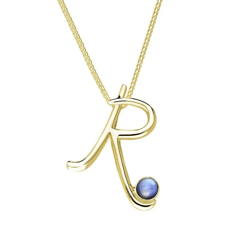 18ct Yellow Gold Moonstone Love Letters Initial R Necklace sold by Jura Watches
