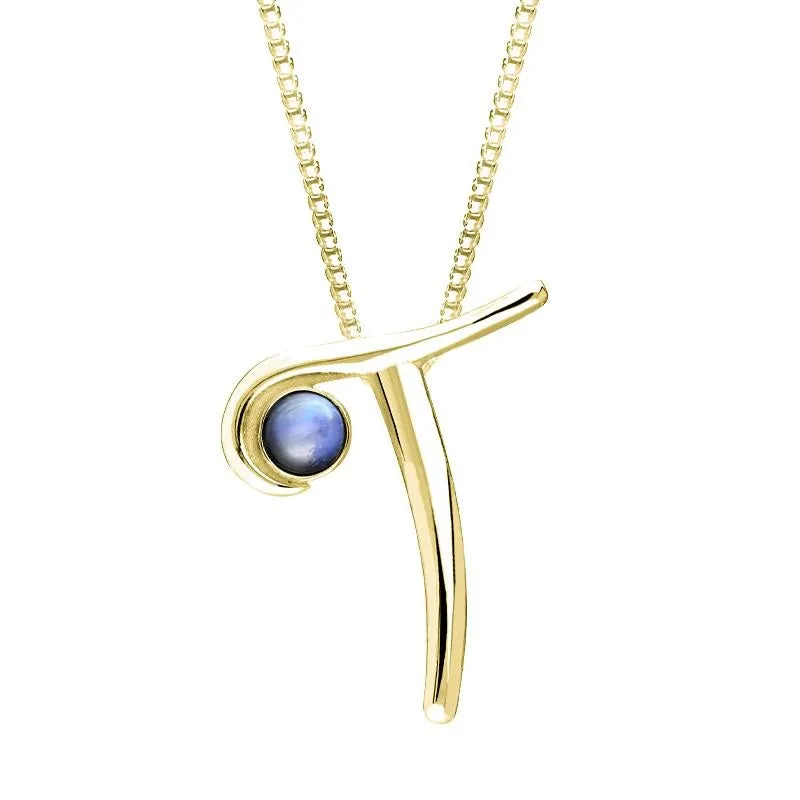 18ct Yellow Gold Moonstone Love Letters Initial T Necklace sold by Jura Watches