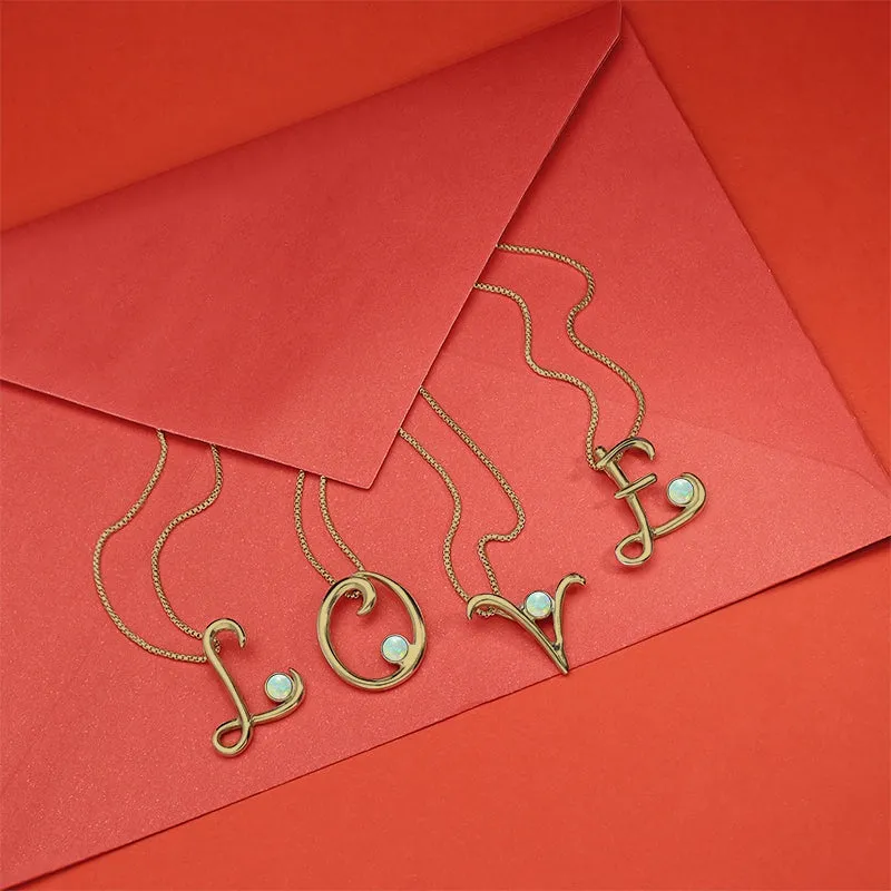 18ct Yellow Gold Moonstone Love Letters Initial V Necklace sold by Jura Watches product image thumbnail 2