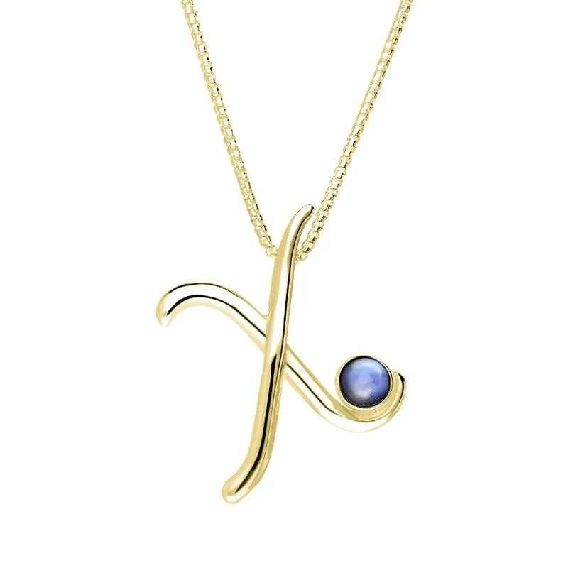18ct Yellow Gold Moonstone Love Letters Initial X Necklace sold by Jura Watches