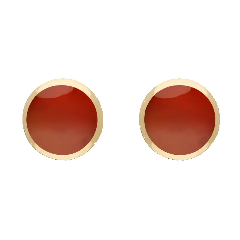 9ct Yellow Gold Sterling Silver Carnelian Stepping Stones Round Stud Earrings sold by Jura Watches