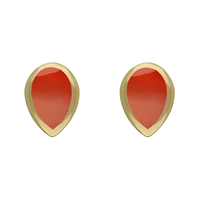9ct Yellow Gold Sterling Silver Carnelian Stepping Stones 5x7mm Pear Stud Earrings sold by Jura Watches