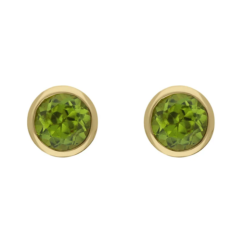 9ct Yellow Gold Sterling Silver Peridot Stepping Stones 5mm Round Stud Earrings sold by Jura Watches