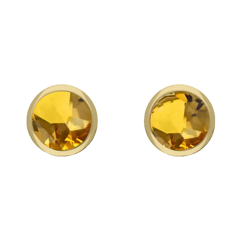 9ct Yellow Gold Sterling Silver Citrine Stepping Stones 5mm Round Stud Earrings sold by Jura Watches