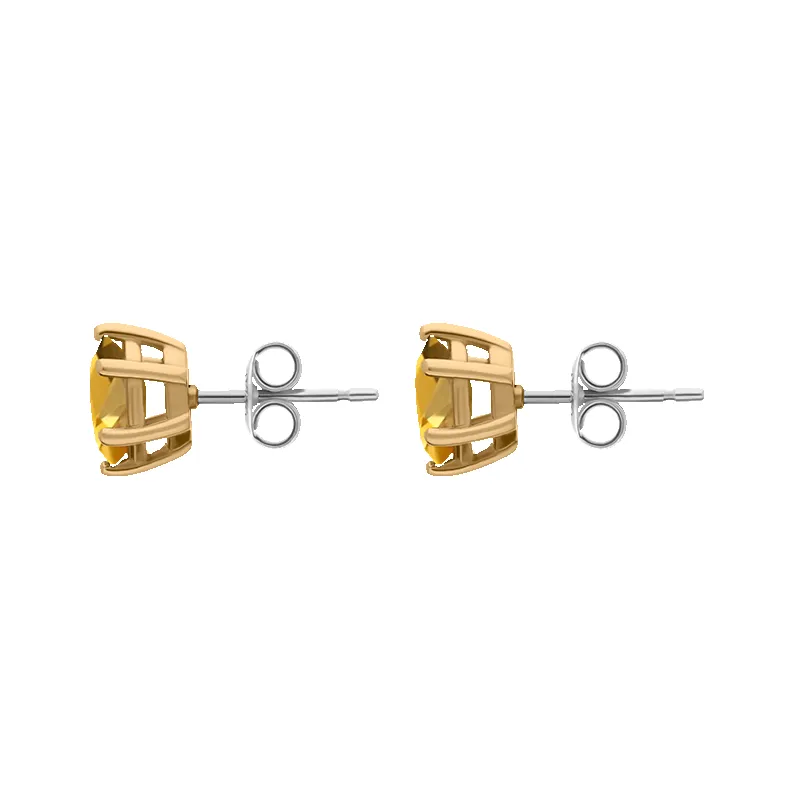 9ct Yellow Gold Sterling Silver Citrine Stepping Stones 4x7mm Oval Claw Set Stud Earrings sold by Jura Watches product image thumbnail 2