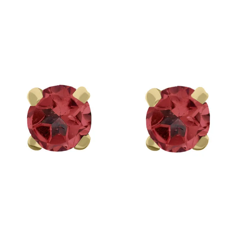 9ct Yellow Gold Sterling Silver Garnet Stepping Stones 5mm Round Claw Set Stud Earrings sold by Jura Watches
