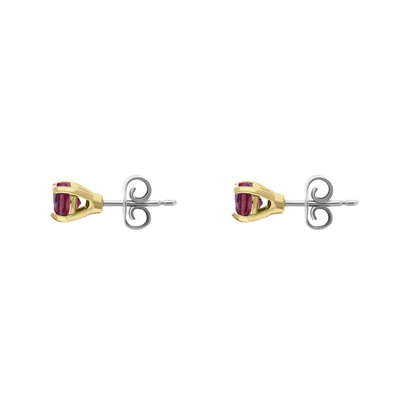 9ct Yellow Gold Sterling Silver Garnet Stepping Stones 5mm Round Claw Set Stud Earrings sold by Jura Watches product image thumbnail 2