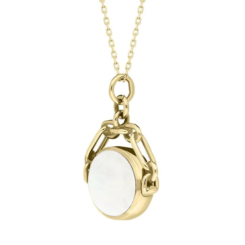 9ct Yellow Gold Whitby Jet White Mother Of Pearl Double Sided Swivel Fob Necklace sold by Jura Watches product image thumbnail 3