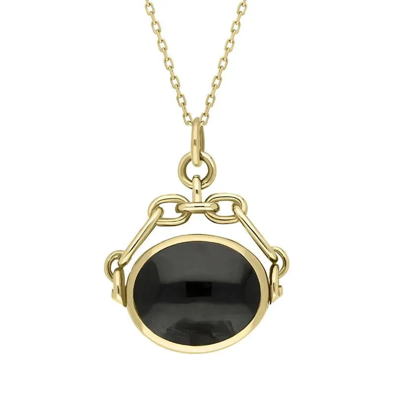 9ct Yellow Gold Whitby Jet Blue John Double Sided Swivel Fob Necklace sold by Jura Watches product image thumbnail 2