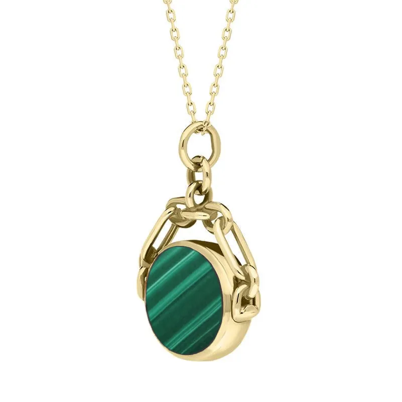 18ct Yellow Gold Whitby Jet Malachite Double Sided Swivel Fob Necklace sold by Jura Watches product image thumbnail 3