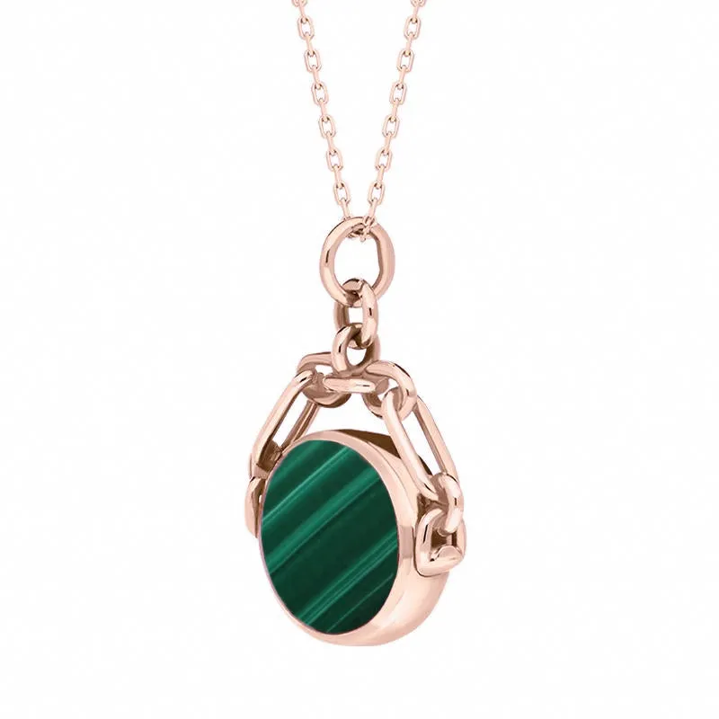 9ct Rose Gold Whitby Jet Malachite Double Sided Swivel Fob Necklace sold by Jura Watches product image thumbnail 3