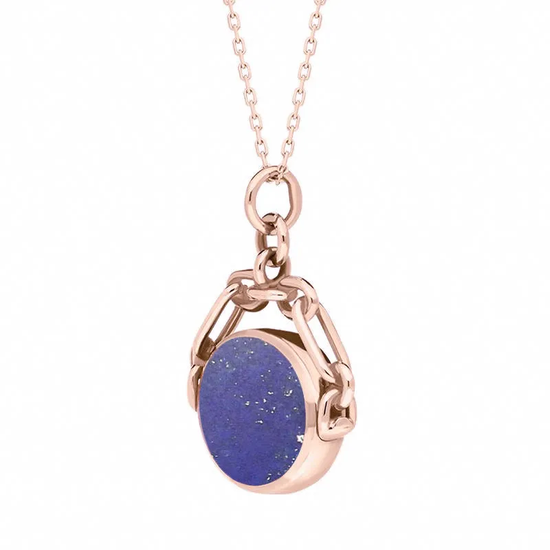 9ct Rose Gold Whitby Jet Lapis Lazuli Double Sided Swivel Fob Necklace sold by Jura Watches product image thumbnail 3