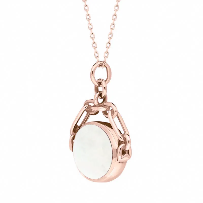 18ct Rose Gold Whitby Jet Mother Of Pearl Double Sided Swivel Fob Necklace sold by Jura Watches product image thumbnail 3