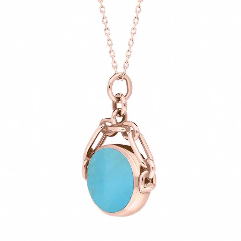 18ct Rose Gold Whitby Jet Turquoise Double Sided Swivel Fob Necklace sold by Jura Watches product image thumbnail 3