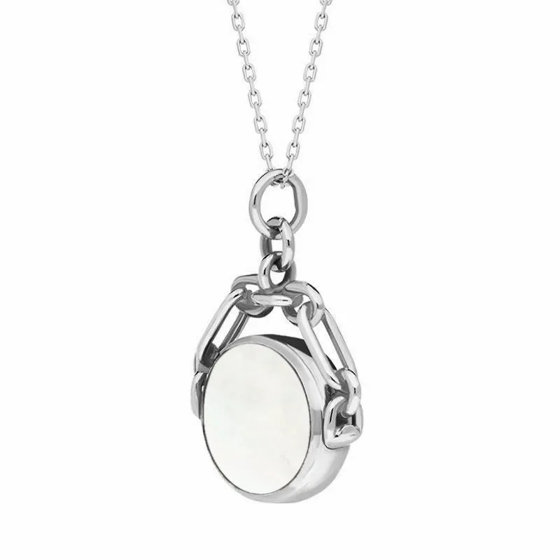 18ct White Gold Whitby Jet White Mother Of Pearl Double Sided Swivel Fob Necklace sold by Jura Watches product image thumbnail 3