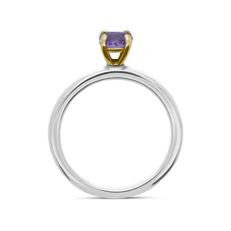 9ct Yellow Gold Sterling Silver Amethyst Stepping Stones 5mm Round Claw Set Ring sold by Jura Watches product image thumbnail 3