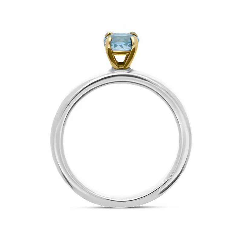 9ct Yellow Gold Sterling Silver Blue Topaz Stepping Stones 5mm Round Claw Set Ring sold by Jura Watches product image thumbnail 3