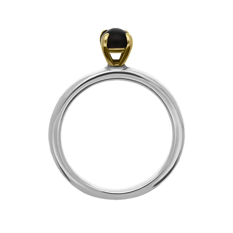 9ct Yellow Gold Sterling Silver Whitby Jet Stepping Stones 5mm Round Claw Set Ring D sold by Jura Watches product image thumbnail 2