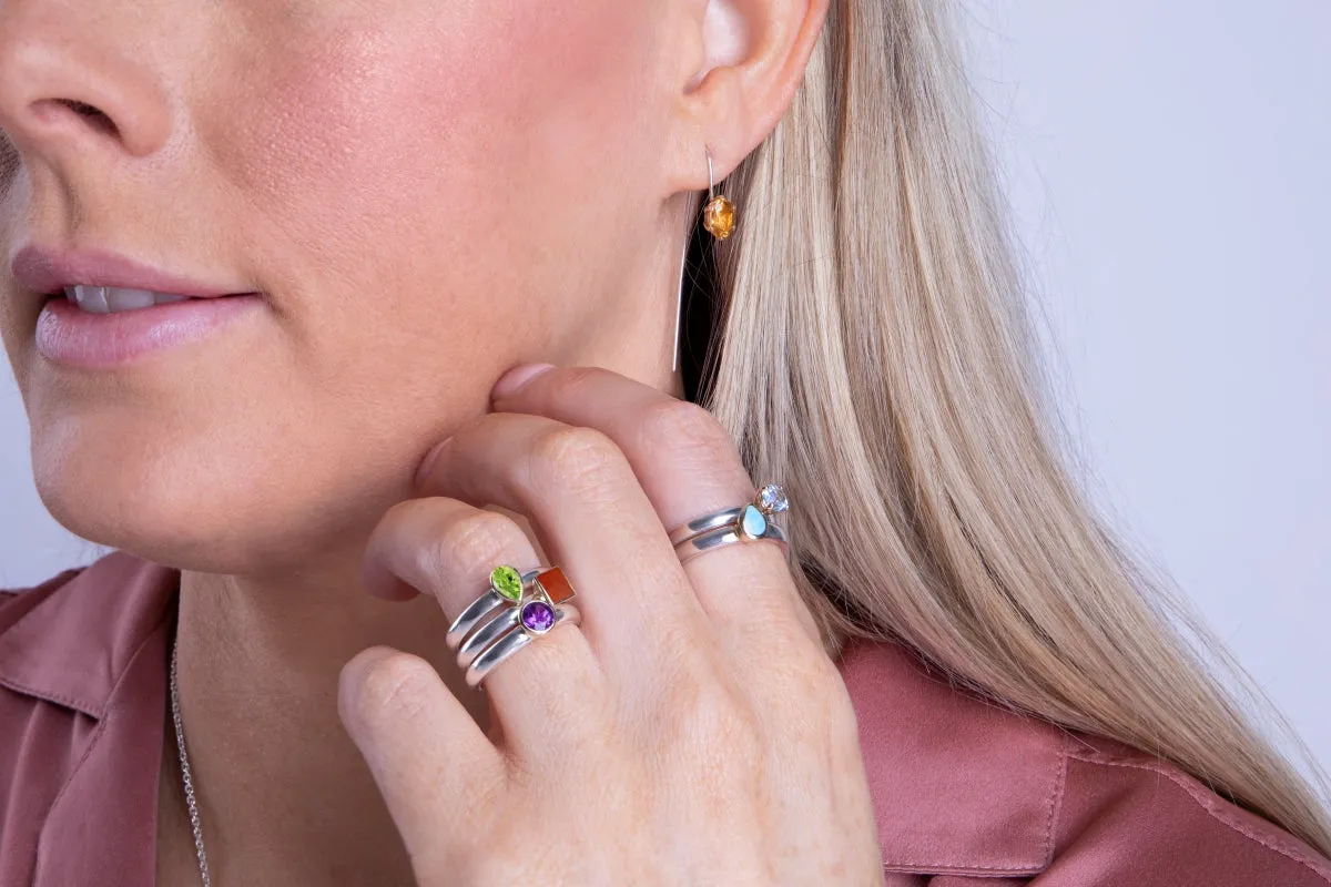 9ct Yellow Gold Sterling Silver Blue John Stepping Stones 5mm Round Bezel Set Ring sold by Jura Watches product image thumbnail 4