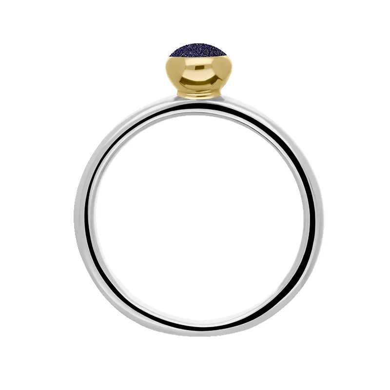 9ct Yellow Gold Sterling Silver Blue Goldstone Stepping Stones 5mm Round Bezel Set Ring sold by Jura Watches product image thumbnail 3