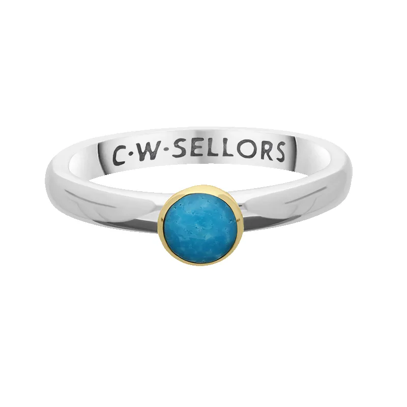 9ct Yellow Gold Sterling Silver Turquoise Stepping Stones 5mm Round Bezel Set Ring sold by Jura Watches product image thumbnail 3