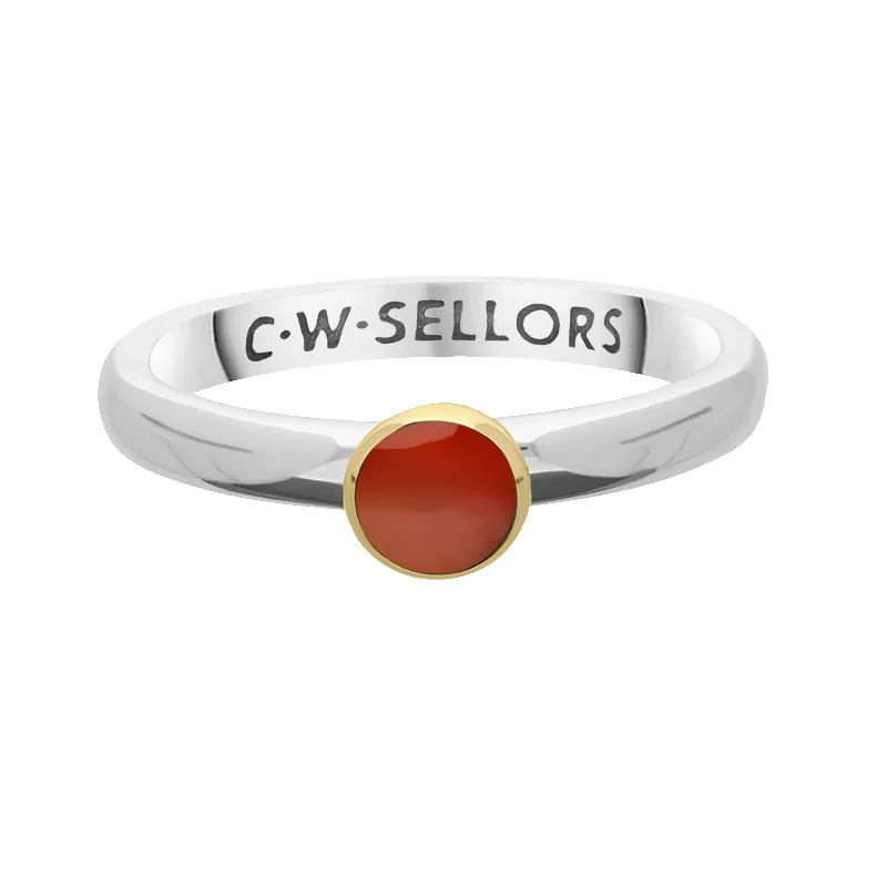 9ct Yellow Gold Sterling Silver Carnelian Stepping Stones 5mm Round Bezel Set Ring sold by Jura Watches product image thumbnail 2