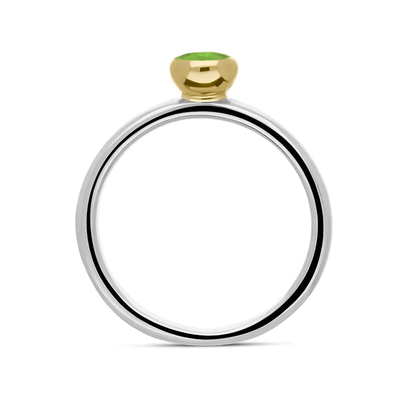 9ct Yellow Gold Sterling Silver Peridot Stepping Stones 5mm Round Bezel Set Ring sold by Jura Watches product image thumbnail 2