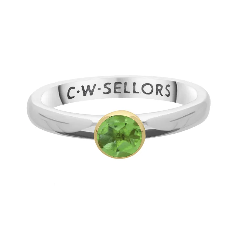 9ct Yellow Gold Sterling Silver Peridot Stepping Stones 5mm Round Bezel Set Ring sold by Jura Watches product image thumbnail 3