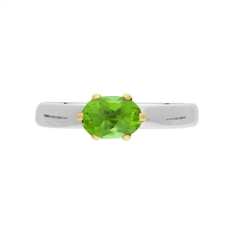 9ct Yellow Gold Sterling Silver Peridot Stepping Stones 4x7mm Oval Claw Set Ring sold by Jura Watches product image thumbnail 3