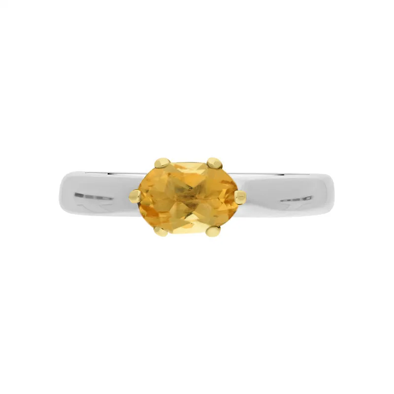 9ct Yellow Gold Sterling Silver Citrine Stepping Stones 4x7mm Oval Claw Set Ring sold by Jura Watches product image thumbnail 3