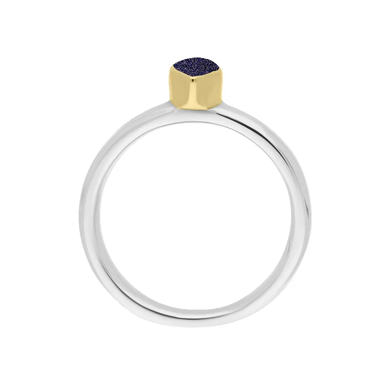9ct Yellow Gold Sterling Silver Blue Goldstone Stepping Stones 5x7mm Pear Cut Bezel Set Ring sold by Jura Watches product image thumbnail 3