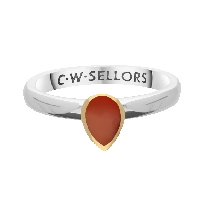 9ct Yellow Gold Sterling Silver Carnelian Stepping Stones 5x7mm Pear Cut Bezel Set Ring sold by Jura Watches product image thumbnail 2