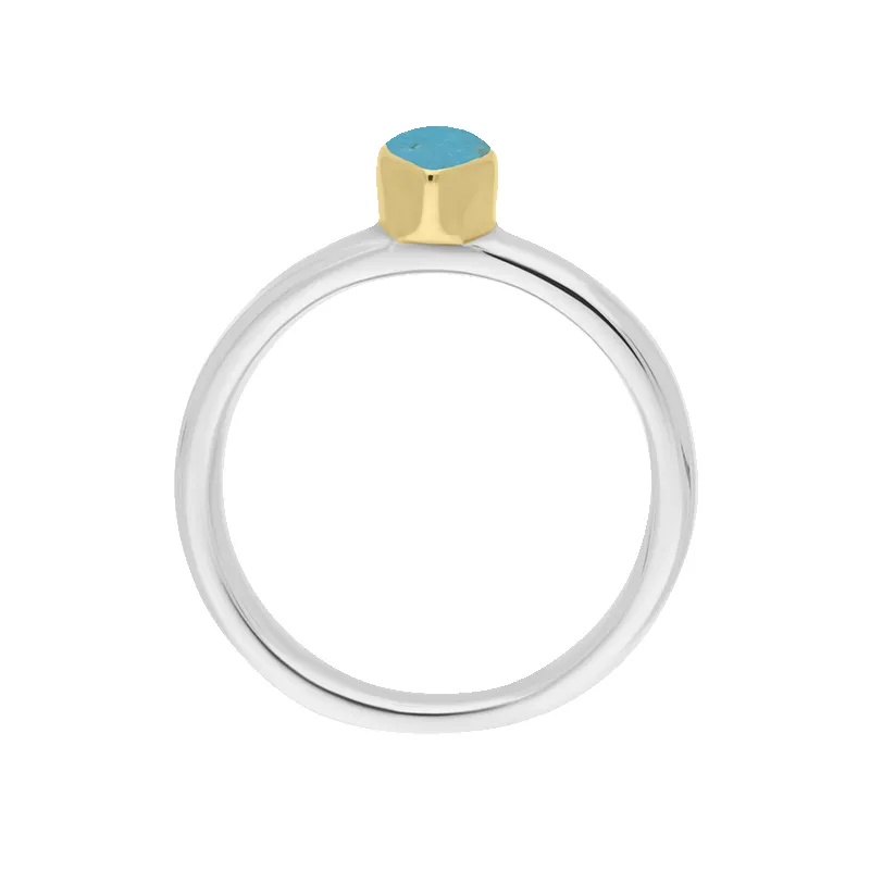 9ct Yellow Gold Sterling Silver Turquoise Stepping Stones 5x7mm Pear Cut Bezel Set Ring sold by Jura Watches product image thumbnail 3