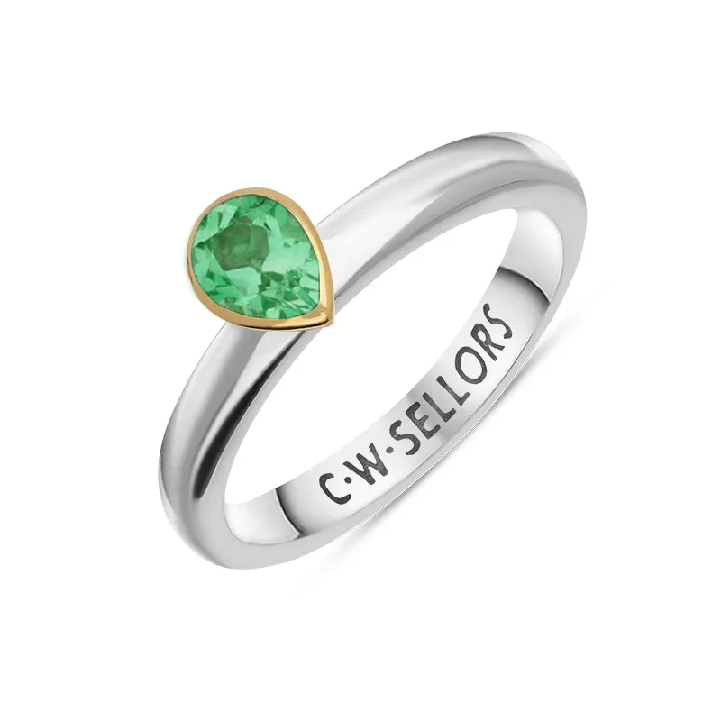 9ct Yellow Gold Sterling Silver Peridot Stepping Stones 5x7mm Pear Cut Bezel Set Ring sold by Jura Watches