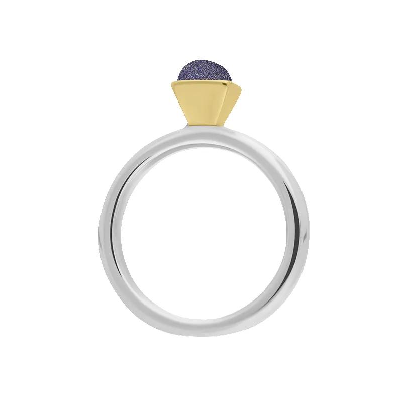 9ct Yellow Gold Sterling Silver Blue Goldstone Stepping Stones 5mm Square Bezel Set Ring sold by Jura Watches product image thumbnail 2