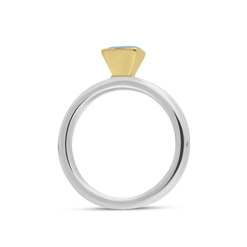 9ct Yellow Gold Sterling Silver Blue Topaz Stepping Stones 5mm Square Bezel Set Ring sold by Jura Watches product image thumbnail 3