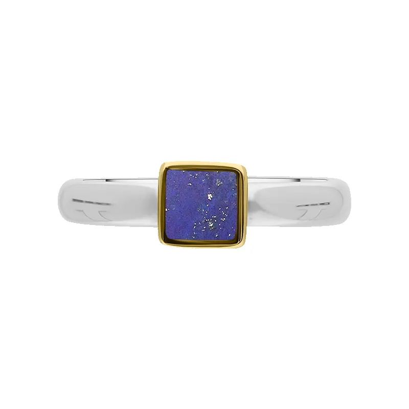 9ct Yellow Gold Sterling Silver Lapis Lazuli Stepping Stones 5mm Square Bezel Set Ring sold by Jura Watches product image thumbnail 3