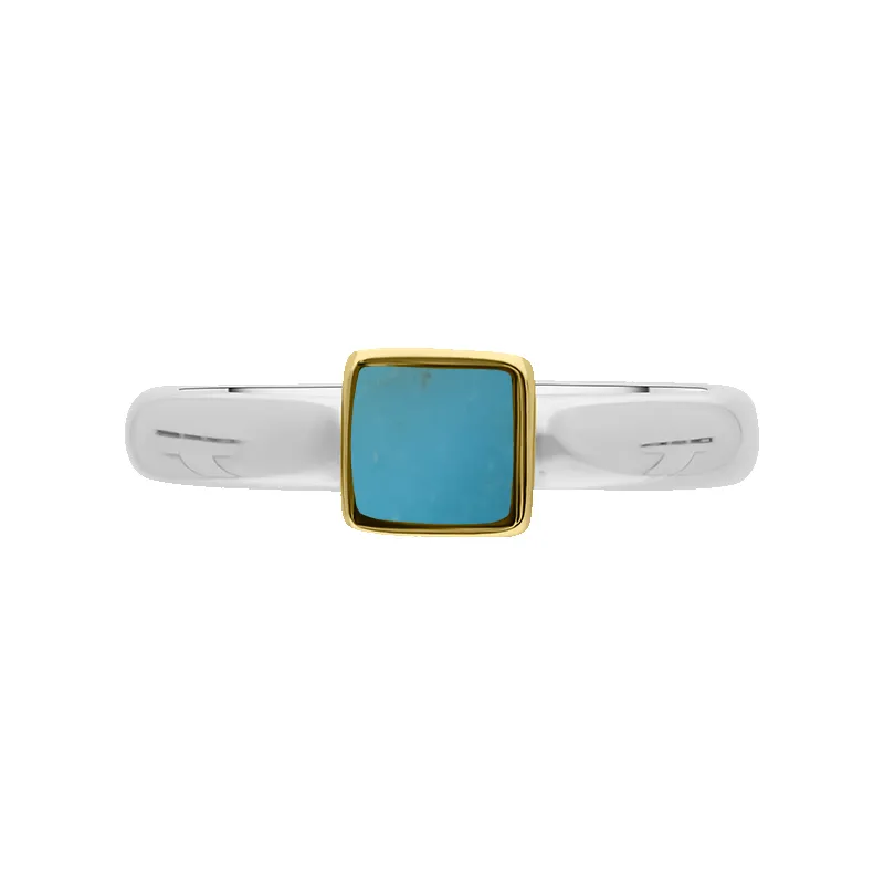 9ct Yellow Gold Sterling Silver Turquoise Stepping Stones 5mm Square Bezel Set Ring sold by Jura Watches product image thumbnail 3