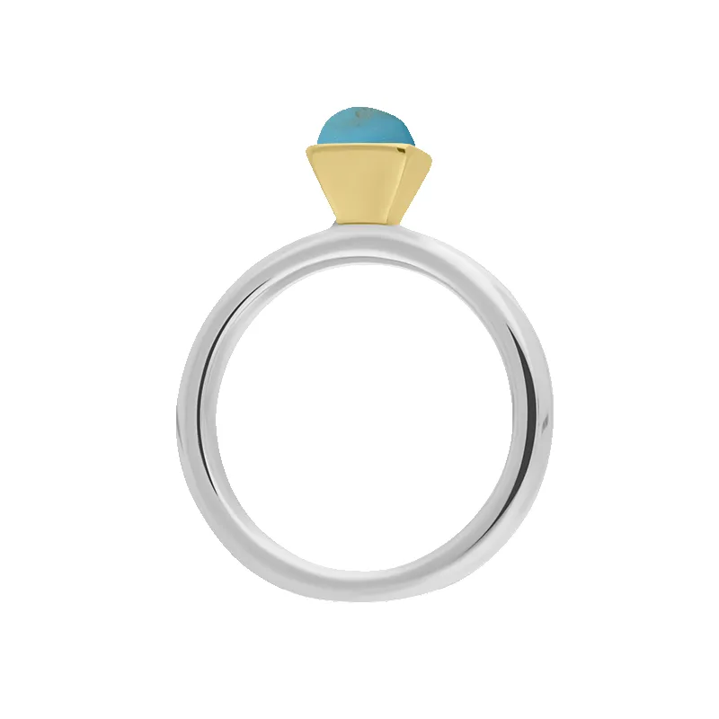 9ct Yellow Gold Sterling Silver Turquoise Stepping Stones 5mm Square Bezel Set Ring sold by Jura Watches product image thumbnail 2