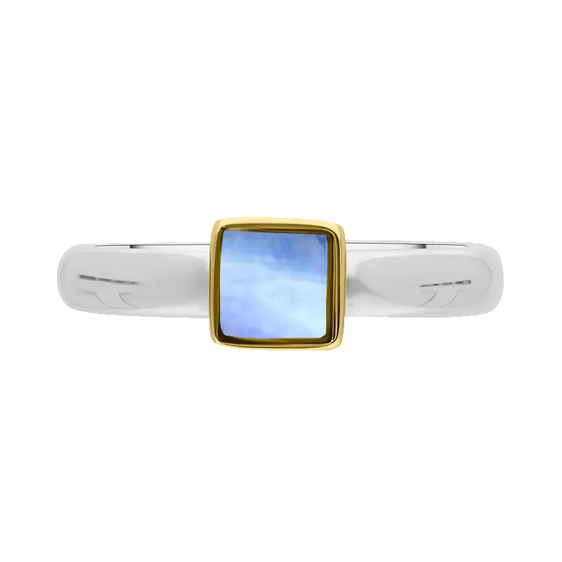 9ct Yellow Gold Sterling Silver Moonstone Stepping Stones 5mm Square Bezel Set Ring sold by Jura Watches product image thumbnail 3