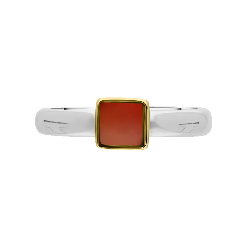 9ct Yellow Gold Sterling Silver Carnelian Stepping Stones 5mm Square Bezel Set Ring sold by Jura Watches product image thumbnail 3