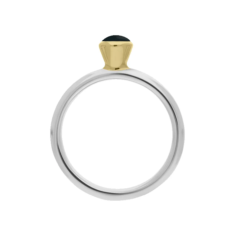 9ct Yellow Gold Sterling Silver Whitby Jet Stepping Stones 5mm Round Bezel Set Ring sold by Jura Watches product image thumbnail 2
