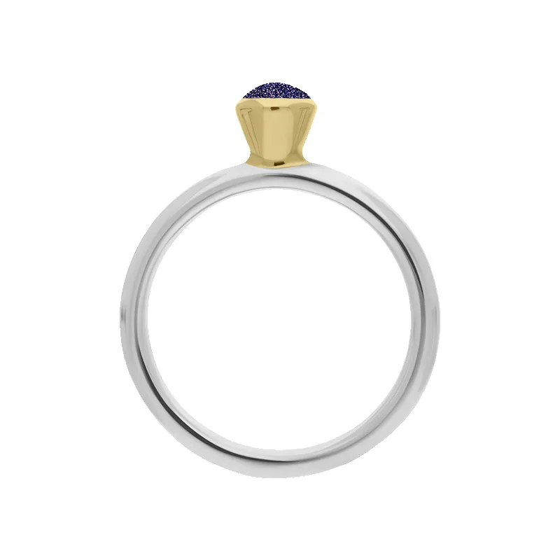 9ct Yellow Gold Sterling Silver Blue Goldstone Stepping Stones 5mm Round Bezel Set Ring sold by Jura Watches product image thumbnail 2